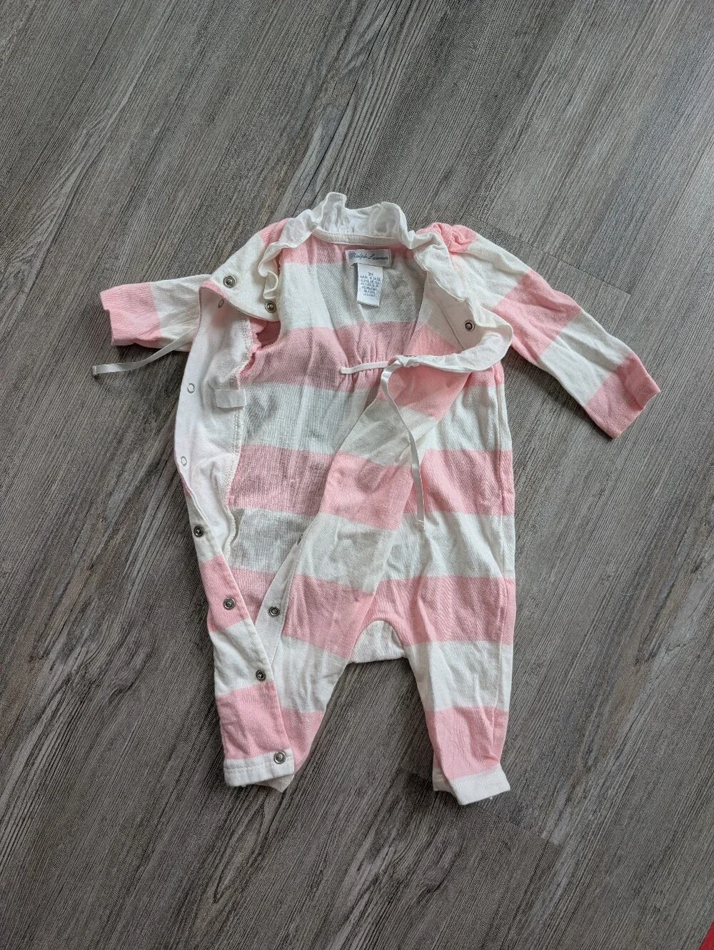 Vintage Ralph Lauren Pink and White Striped Onsie